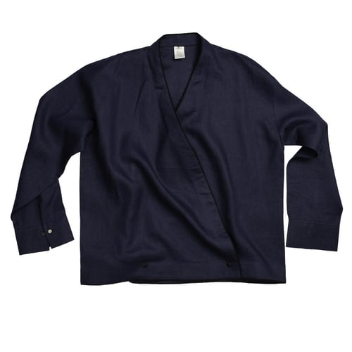 Navy Wrapped Top With Wide Pants