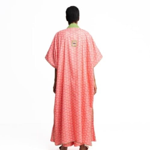 Kimono Salmon and green Grass Color Kimono Set