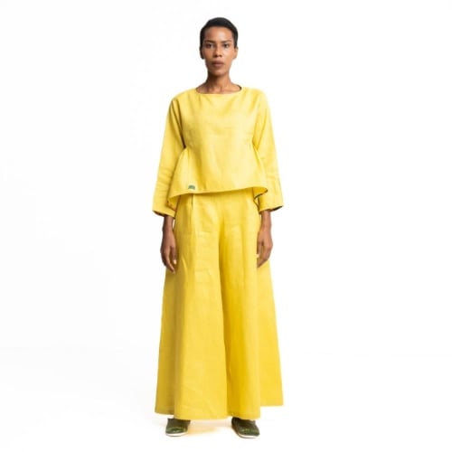 Yellow Mustard Linen Matching Set