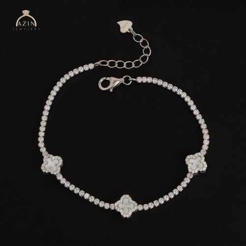 اسوارة انيقة 3 وردات من الصدف | فضة عيار 925