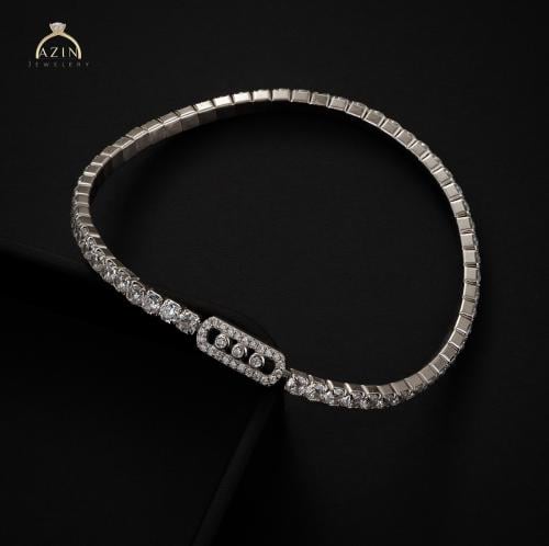 اسوارة مطاط فصوص زركون بالكامل | فضة عيار 925