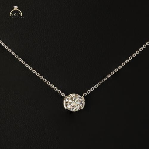 عقد ناعم حجر رئيسي موزنايت | فضة عيار 925