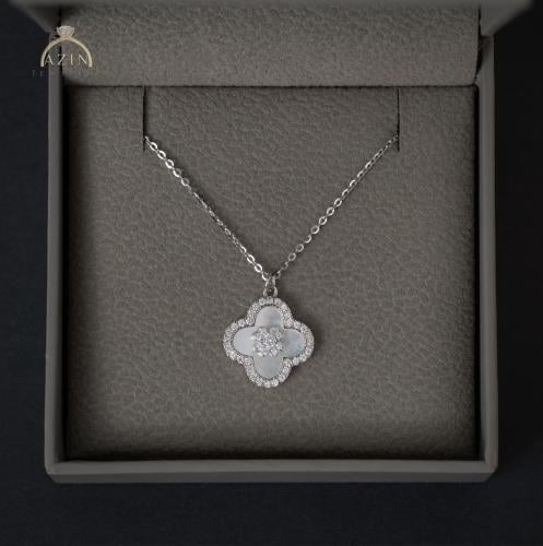 عقد راقي وردة صدفي | فضة عيار 925