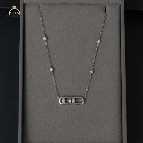 عقد مميز 3 كرستالات متحركة | فضة عيار 925