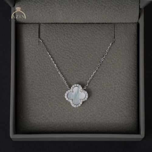 عقد ناعم تصميم وردة صدف من الجهتين | فضة عيار 925