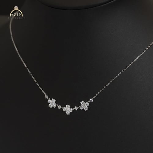 عقد وردة من احجار الباجيت | فضة عيار 925