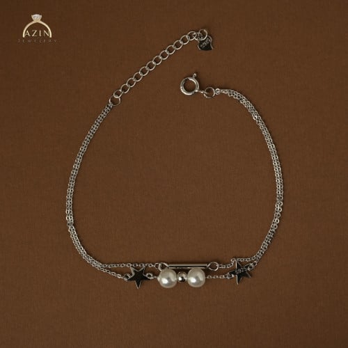 اسوارة لؤلؤ ناعمة سلسالين CB-030 | فضة عيار 925