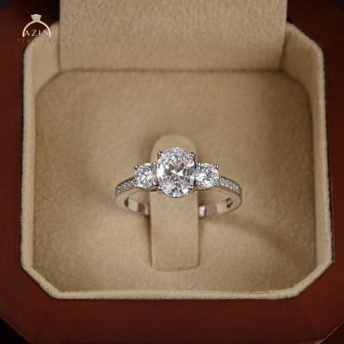 خاتم مميز حجر بيضاوي AR088 | فضة عيار 925