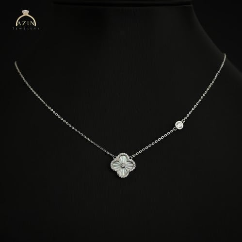 عقد ناعم وردة صدفي مموج | فضة عيار 925