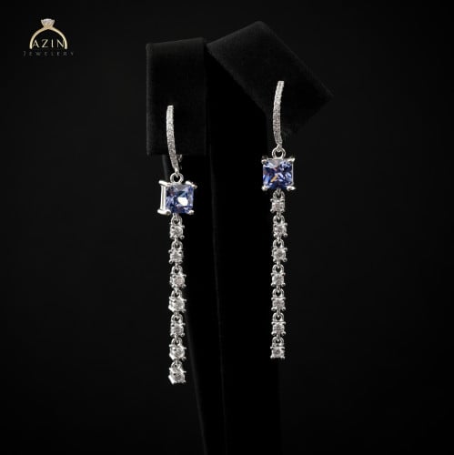 حلق هوب ناعم 8mm مع احجار ملونة فضة عيار 925