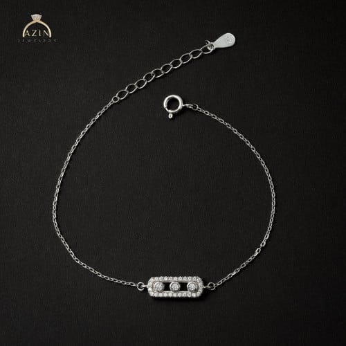 اسوارة ناعمة 3 كرستالات متحركة | فضة عيار 925