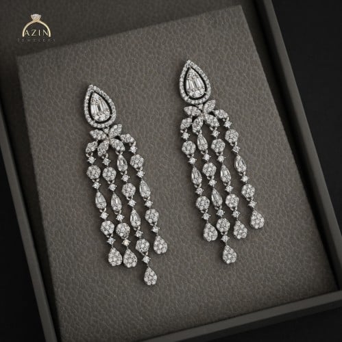 حلق راقي حجر رئيسي دمعة | فضة عيار 925