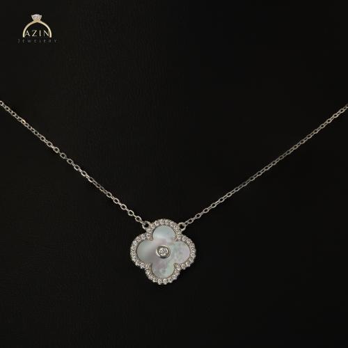 عقد وردة صدفي ناعم | فضة عيار 925