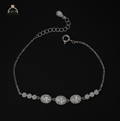 اسوارة ناعمة 3 احجار بيضاوية | فضة عيار 925