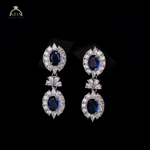 حلق راقي احجار ملونة | فضة عيار 925