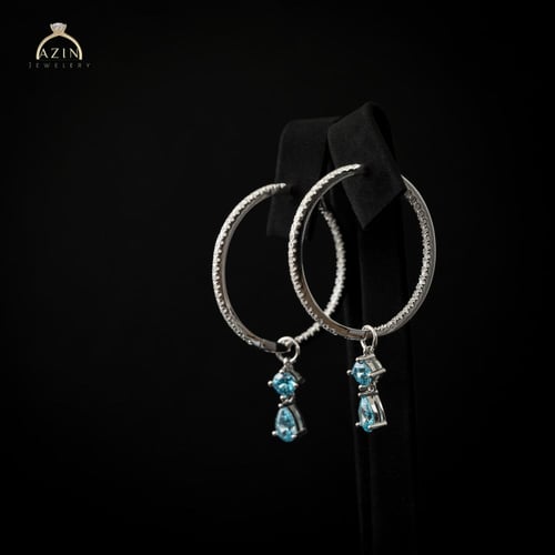 حلق هوب راقي 25mm مع احجار ملونة فضة عيار 925