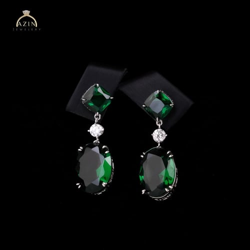 حلق راقي احجار ملونة | فضة عيار 925