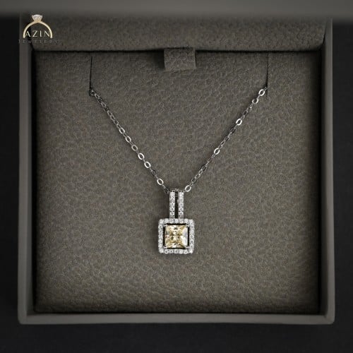 تعليقة انيقة حجر مربع برينسس | فضة عيار 925