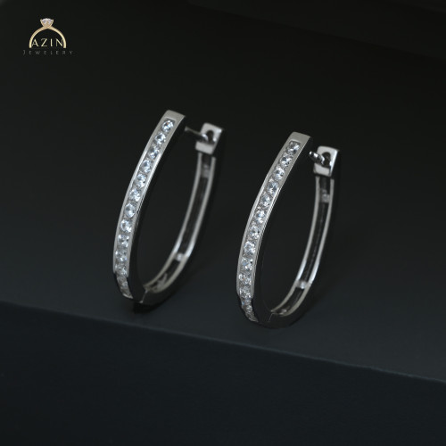 حلق هوب بيضاوي 12.5mm فضة عيار 925
