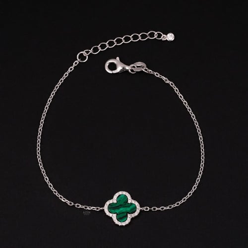 اسوارة ناعمة وردة اخضر مقلم | فضة عيار 925