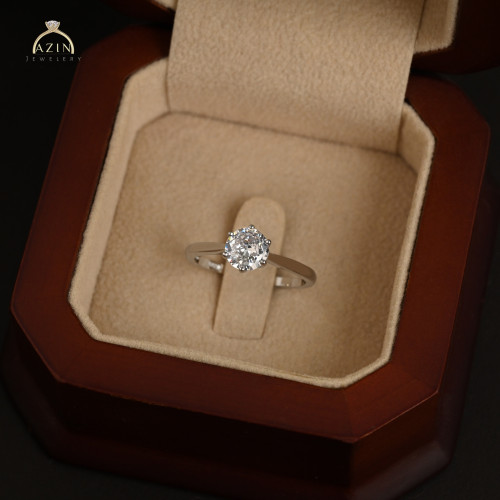 خاتم ناعم حجر دائري 6.5MM AR079 | فضة عيار 925