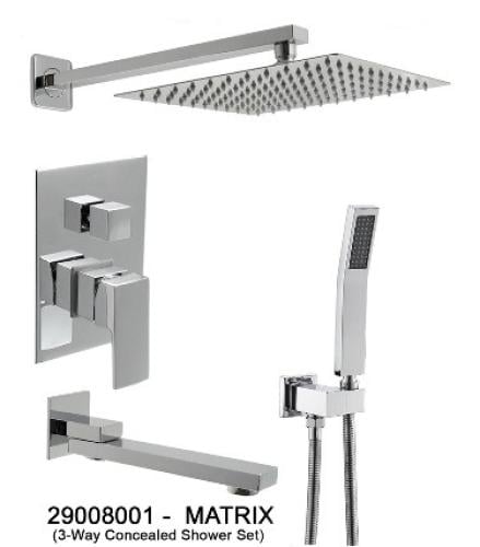 29008001 MATRIX خلاط دش مخفي ثلاث خط شميت الماني كروم