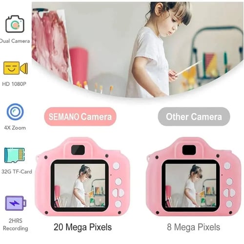 كاميرا اطفال رقمية لون وردي