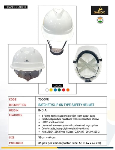 خوذة سلامة GARIOX 7000VR | خوذة أمان صناعية HDPE ب...