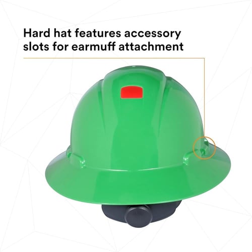 قبعة صلبة كاملة الحواف من 3M H-804R-UV، خضراء، تعل...