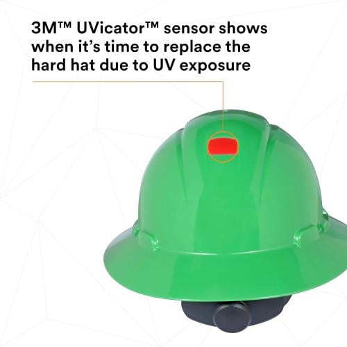 قبعة صلبة كاملة الحواف من 3M H-804R-UV، خضراء، تعل...