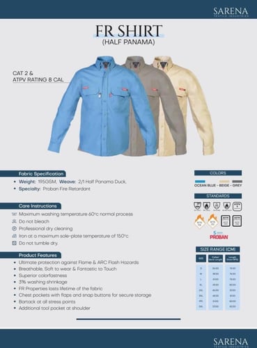 قميص مقاوم للهب كات تو ماركة سارينا باكستاني - SAR...