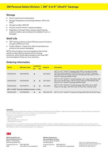 سدادات أذن 3M™ UltraFit™ 340-4002 - سلكية مع حقيبة...