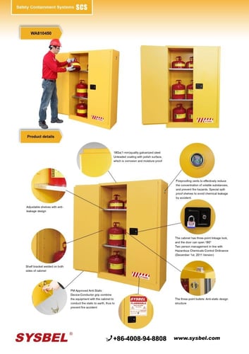 خزانة تخزين آمنة للسوائل والمواد الكيميائية القابل...