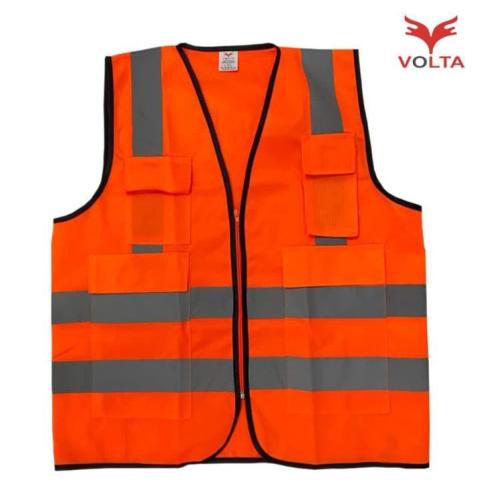 سترة أمان عالية الوضوح VOLTA باللون البرتقالي مع ج...