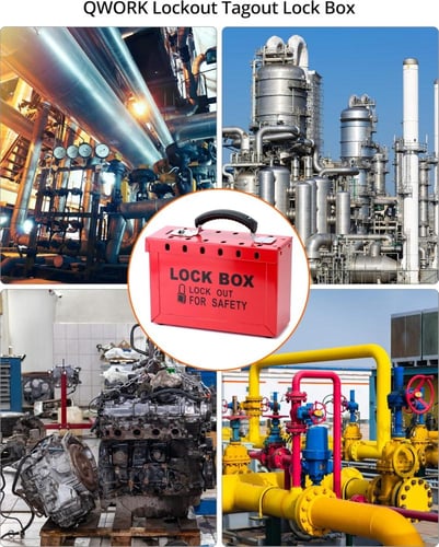 صندوق قفل Loto أحمر محمول آمن من الفولاذ مع مفتاح...