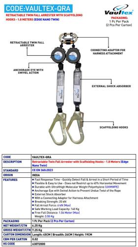 جهاز إيقاف السقوط المزدوج 1.8م بخطافات سقالات – VA...