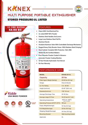 طفاية حريق مسحوق كيميائي جاف معتمدة ABC KG 9.5 (20...