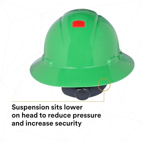 قبعة صلبة كاملة الحواف من 3M H-804R-UV، خضراء، تعل...