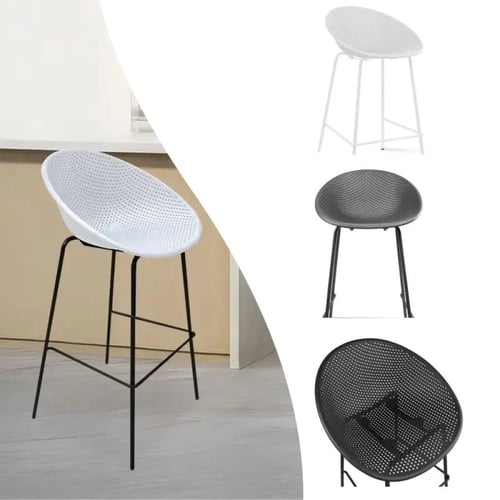 كرسي بار فايبر ابيض وقاعدة ارجل حديد لون اسود IEAS...