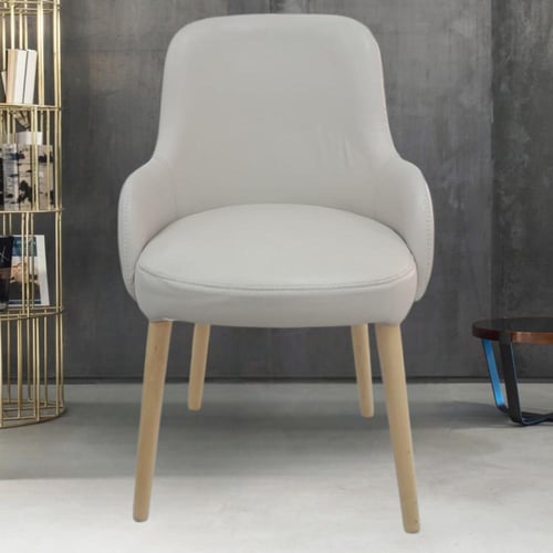 كرسي طعام خشب مع مقعد جلد لونين بيج وظهر اخضر