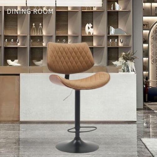 كرسي بار خشب مع جلد بني وقاعدة هيدروليك اسود SHC-0...