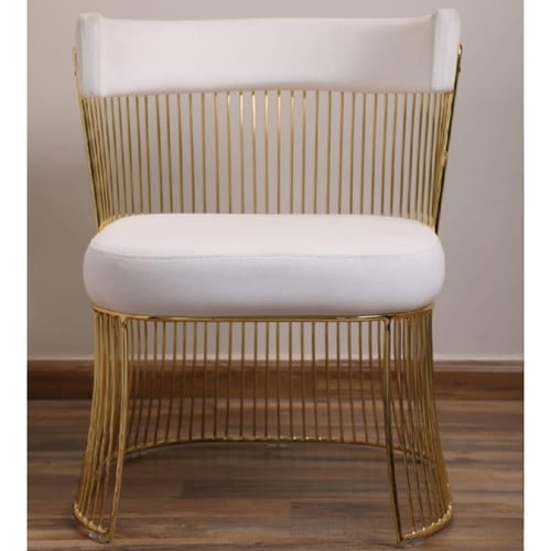 طقم طاولة قهوة ستيل ذهبي بسطح قزاز دائري مع كرسي س...