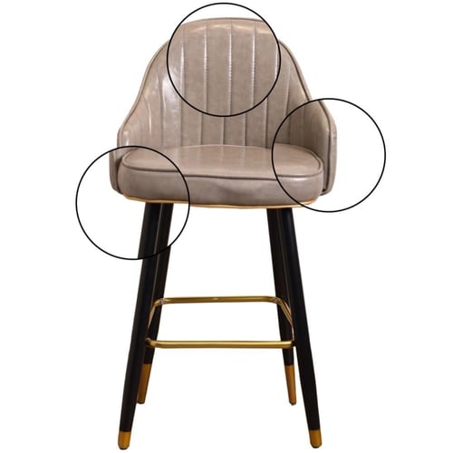 كرسي بار جلد ازرق فاتح وقاعدة ارجل حديد لون اسود H...