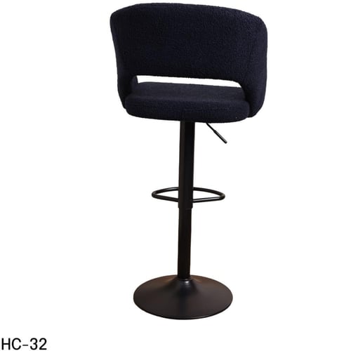 كرسي بار قماش ازرق غامق وقاعدة هيدروليك اسود HS-32