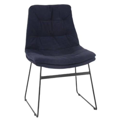 كرسي طعام وكافية قماش ازرق بقاعدة حديد B625BLUE