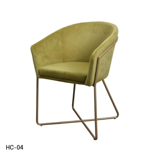 كرسي طعام وكافية قماش قطيفة اخضر زيتي وقاعدة ارجل...