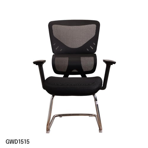 كرسي مكتبي ثابت بقماش مخرم لون اسود بدون مسند راس...