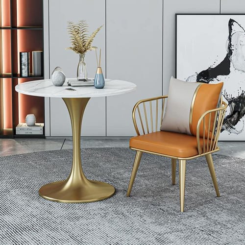 قاعدة طاولة طعام استانليس استيل ذهبي دائري اسطواني...