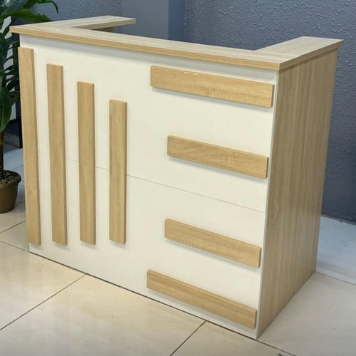 كاونتر استقبال خشبي مع أدراج 120CM*65CM*105CM ابيض...