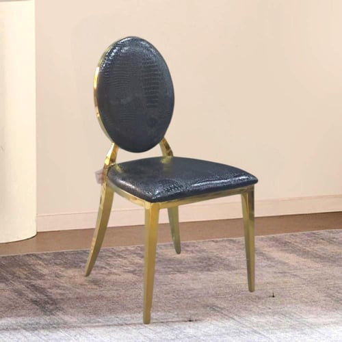 كرسي طعام وكافية ستيل ذهبي مع مقعد جلد اسود 6325BL...